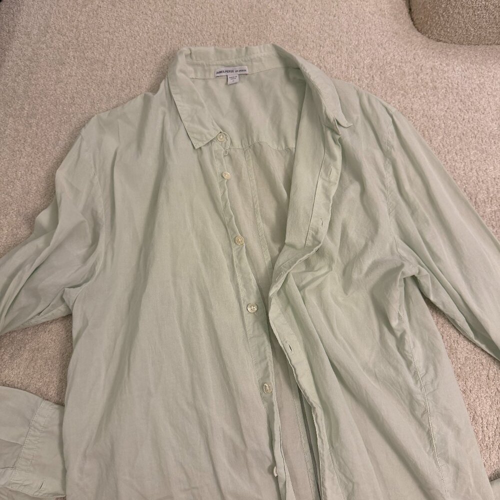 James Perse Sage Green Button Down Shirt Lightweight Sz 2 (M)